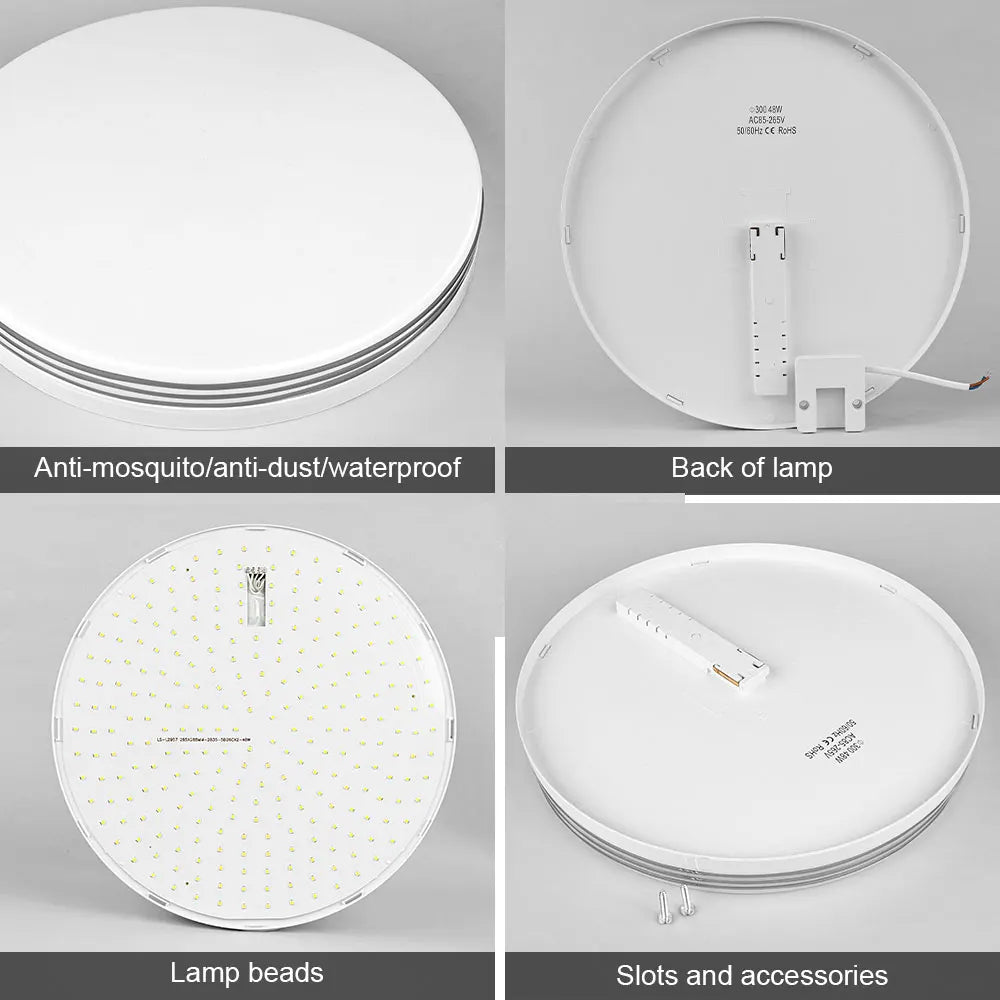 Plafonnier LED extra-plat rond ou carré, 4 cm d'épaisseur, 18 à 48 W