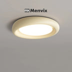 Plafonnier LED rond effet bois de 50 cm, anneau galbé et variateur