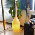 Lampadaire en rotin en forme de gourde, blanc, beige ou marron