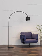 Lampadaire arc en acier inoxydable, boule métal Ø 20 ou 24 cm