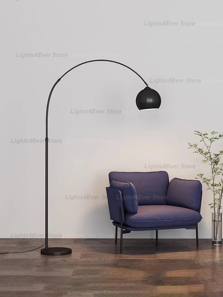 Lampadaire arc en acier inoxydable, boule métal Ø 20 ou 24 cm