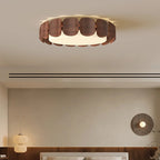 Plafonnier à pétales en bois ton noyer Ø 50 cm, LED trois teintes
