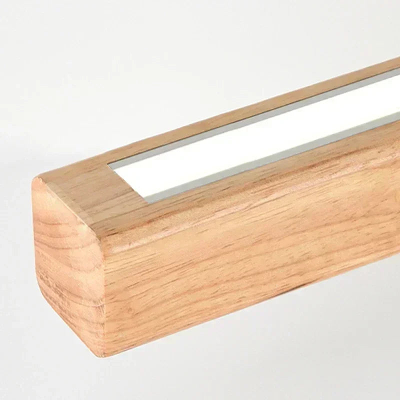 Suspension LED barre en bois massif, 80 à 120 cm, noyer ou naturel