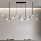 Suspension LED zigzag 90 cm, double ligne lumineuse noire ou dorée