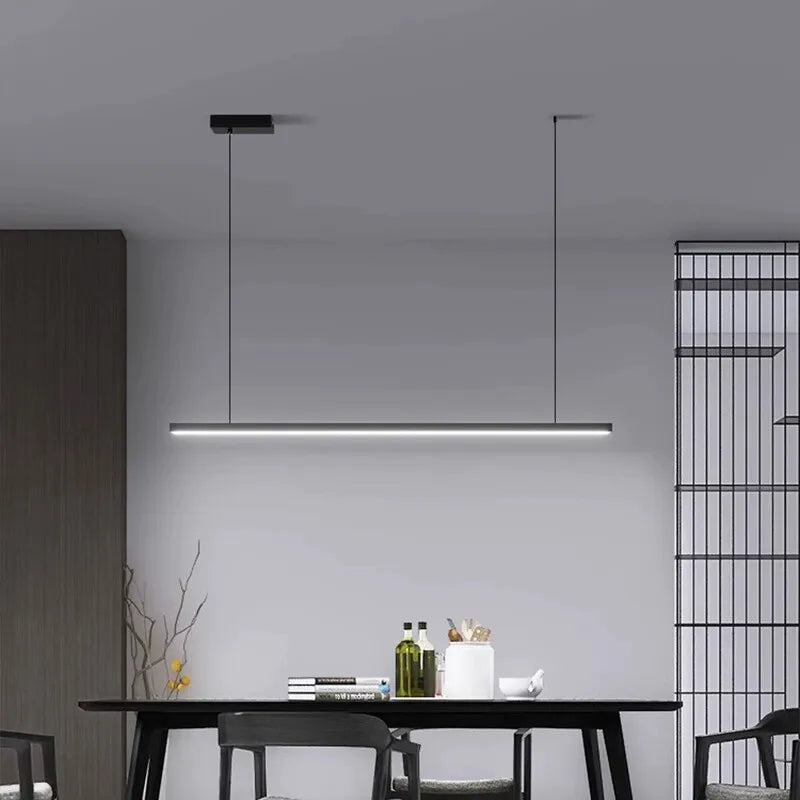 Suspension LED barre extra-fine 2,5 cm, 80 à 120 cm, noire ou blanche