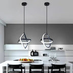 Lustre LED noir à anneaux croisés, 1 ou 3 lumières suspendues