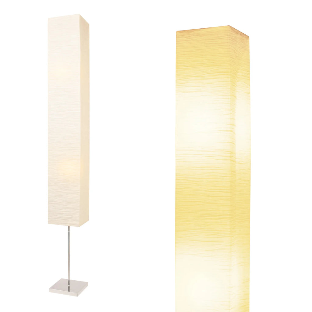 Lot de 2 lampadaires colonnes carrées en papier froissé blanc