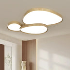 Plafonnier LED en bois à galets lumineux, 40 à 110 cm, noyer ou clair