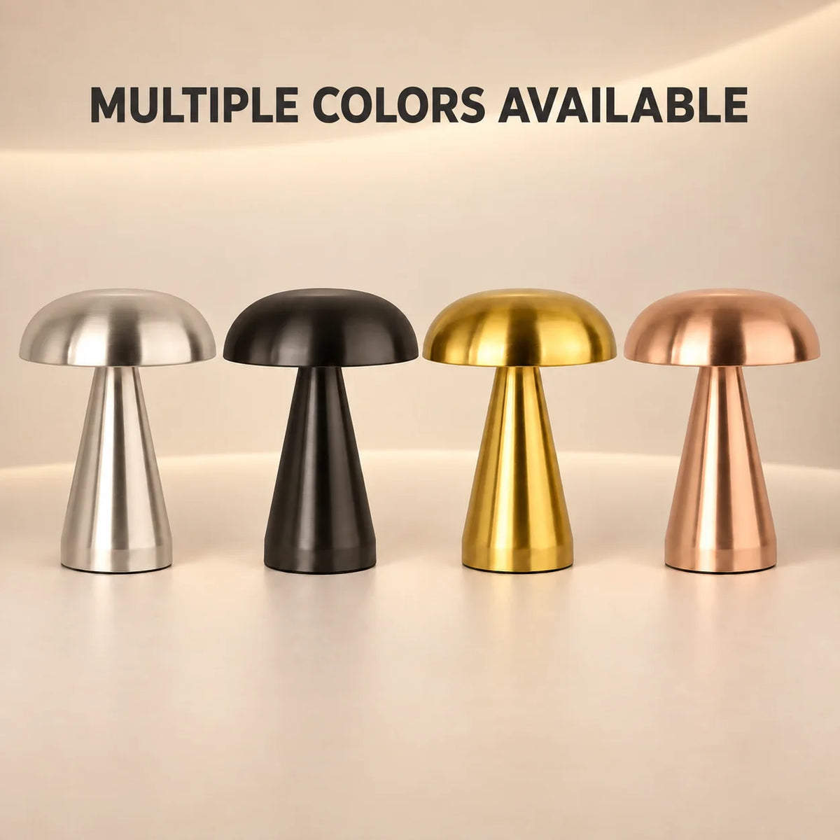 Lampe champignon en métal et acrylique sans fil, H 21 cm