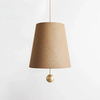 Suspension en toile conique à tige et boule dorées, Ø 30 x H 45 cm