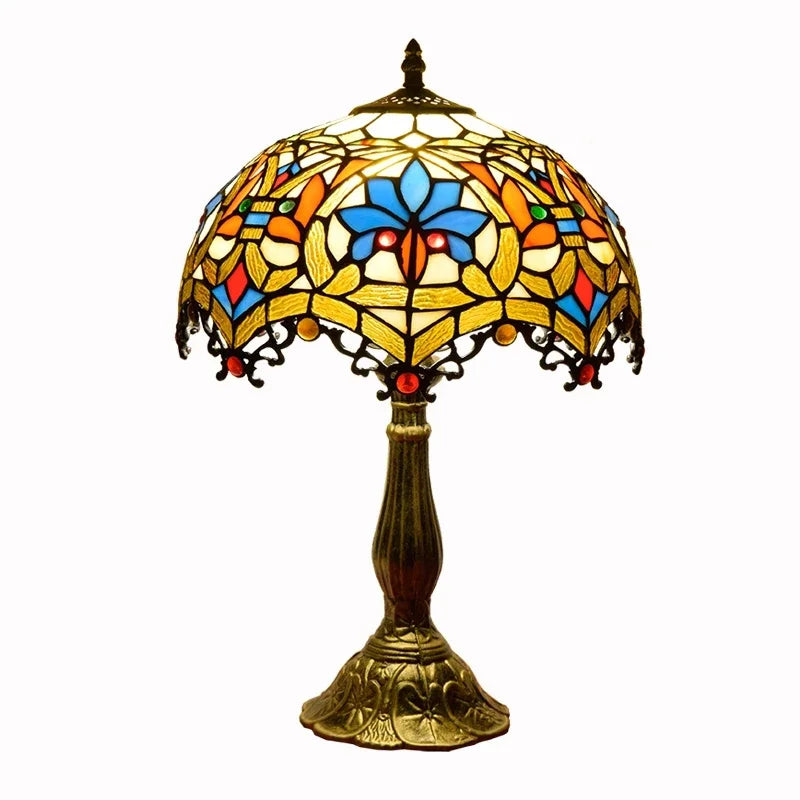 Grande lampe de table Tiffany 30 cm en vitrail, 16 décors au choix