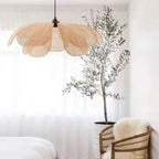 Suspension fleur en maille de rotin, pétales ajourés de 40 à 60 cm