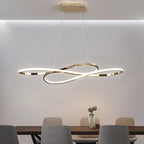 Suspension LED ruban ondulé 100 cm, aluminium chromé ou doré