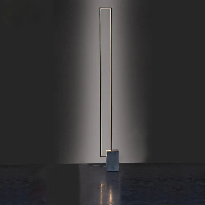 Lampadaire LED cadre rectangulaire sur socle cube, 130 ou 160 cm