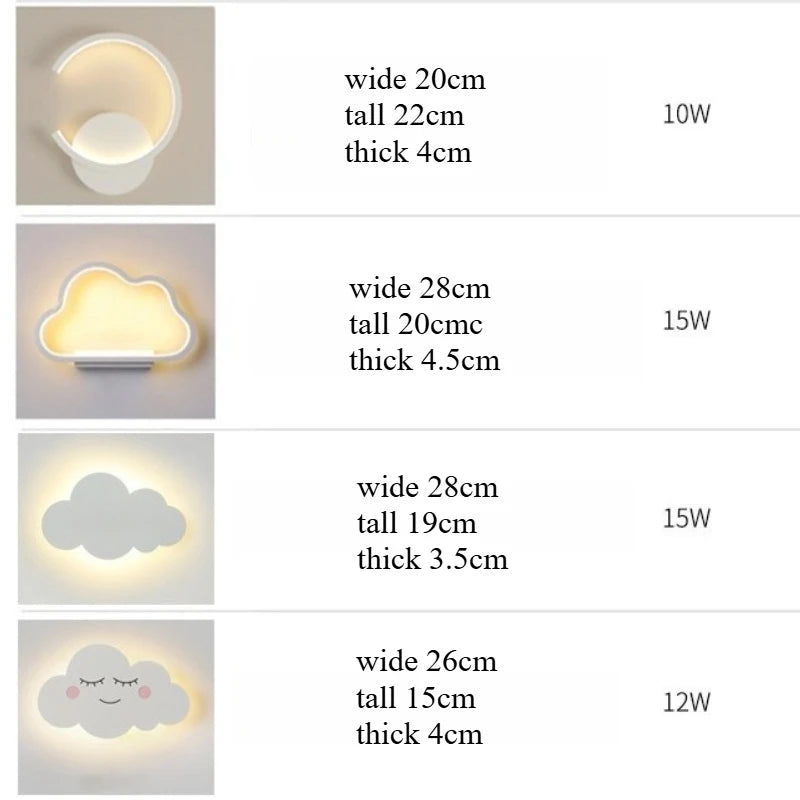 Applique murale nuage souriant LED ultra-plate, chambre d'enfant