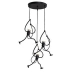 Suspension petits bonshommes en fer noir, 1 ou 3 lumières, E27