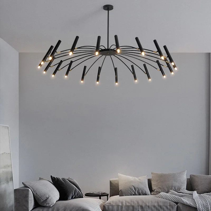 Lustre soleil à tubes orientables noir ou doré, LED G9, Ø 130cm