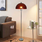 Lampadaire champignon à dôme translucide coloré et tige chromée