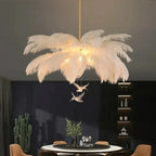 Lustre en plumes d'autruche dès Ø 55 cm, 1 à 6 ampoules fournies