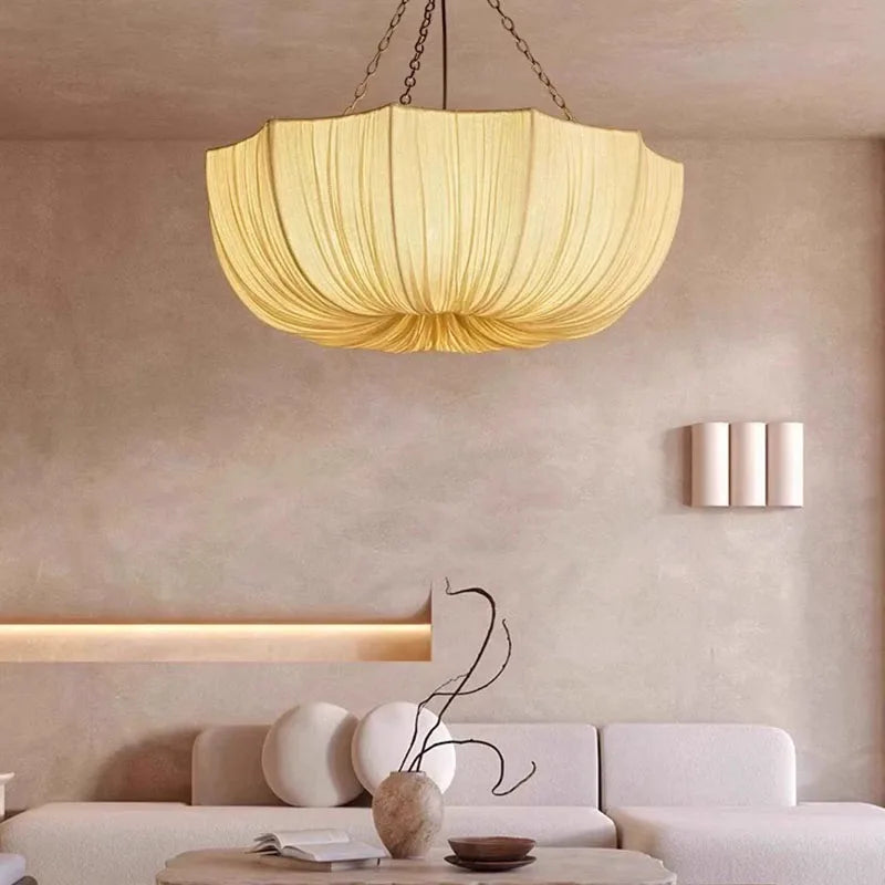 Suspension en tissu plissé à chaînes, Ø 40 à 60 cm, ou plafonnier