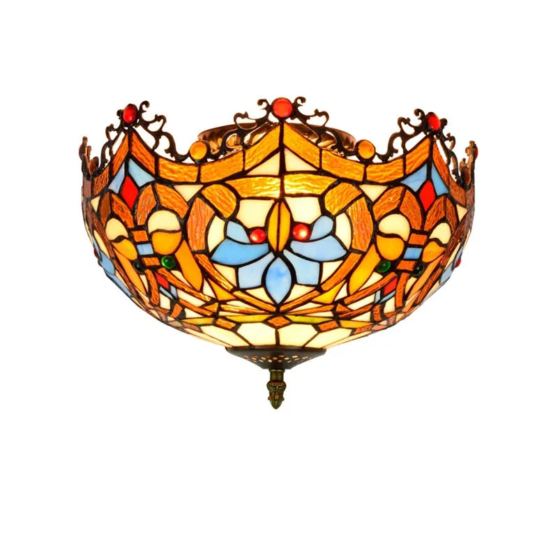 Plafonnier style Tiffany en vitrail coloré, Ø 30 cm, 15 motifs