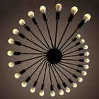 Lustre spirale en fer noir à 16 ou 26 lumières, douilles E27