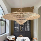 Grand lustre chapeau en rotin, Ø 60 à 130 cm, suspendu ou plafonnier