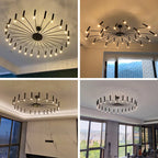 Lustre soleil à tubes orientables noir ou doré, LED G9, Ø 130cm