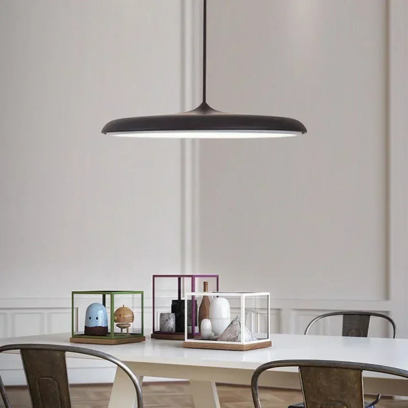 Suspension LED disque plat Ø 25 ou 40 cm, noir, vert, gris ou blanc