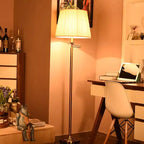 Lampadaire liseuse rétro bronze à bras pivotant, abat-jour plissé