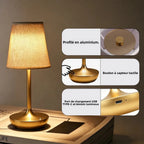 Lampe de table sans fil classique, abat-jour en tissu et 2 500 mAh