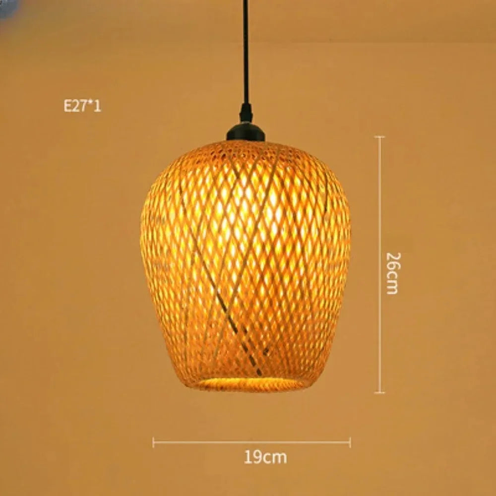 Suspension en bambou tressé, modèle cloche, ovale ou pagode