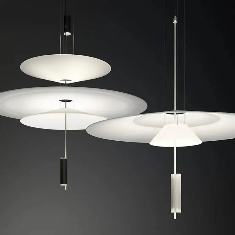 Suspension design à disques blancs superposés, LED, 2 à 4 niveaux