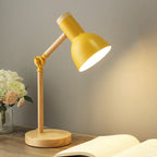Lampe de chevet articulée en bois et métal, cinq coloris, douille E27
