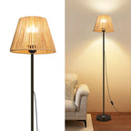 Lampadaire en rotin tressé à l'unité ou par deux, pied fin 140 cm
