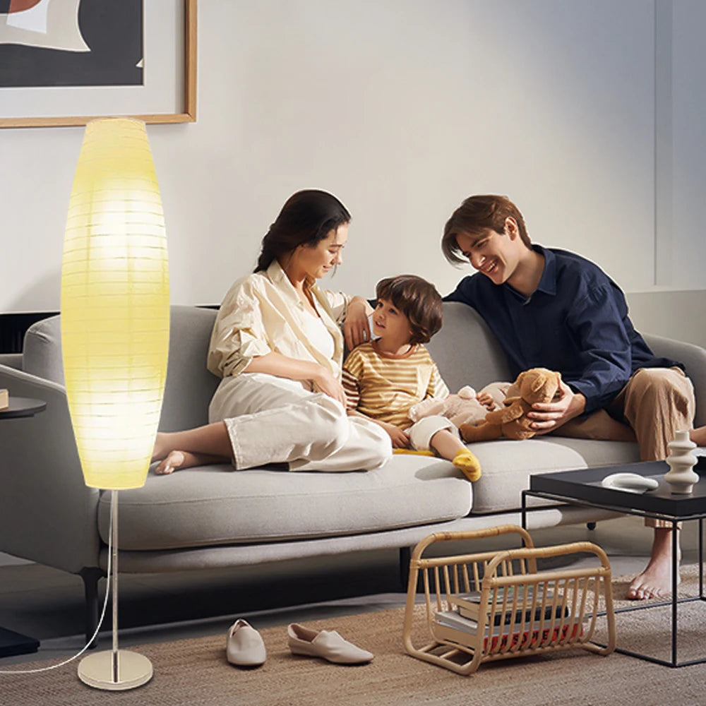 Lot de 2 lampadaires ovales en papier de riz, 150 cm, douille E27