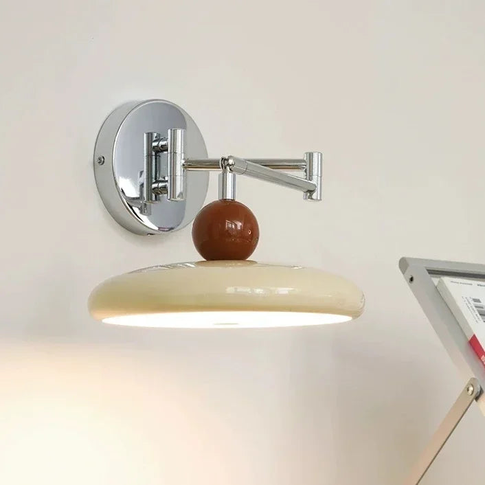 Applique murale pivotante à disque LED et boule effet bois, 3 teintes