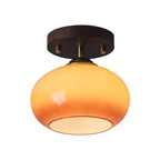 Plafonnier globe en verre opalin dégradé orange ou crème, Ø 18 cm