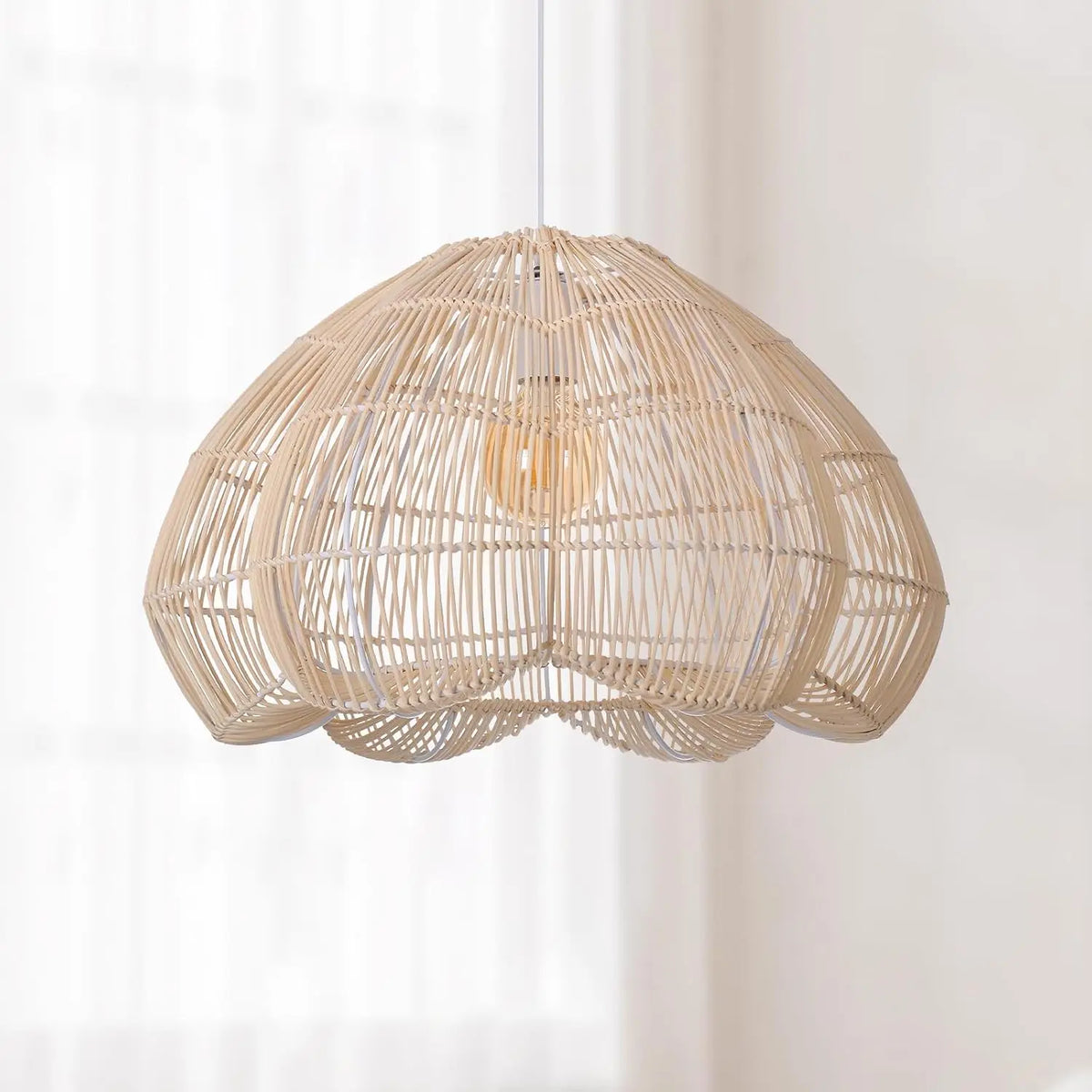Suspension nuage en rotin naturel Ø 50 cm, câble réglable 150 cm