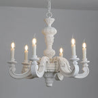 Lustre en bois blanc à 6 chandelles, style ancien, Ø 70 cm