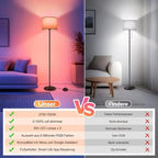Lampadaire connecté RVB à abat-jour en lin, 2 ampoules LED E27