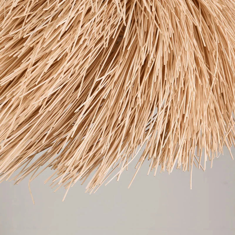 Lustre dôme en paille ébouriffée Ø 50 cm, blanc chaud ou froid