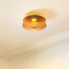 Plafonnier LED tambour en verre ambré strié, Ø 20, 28 ou 38 cm