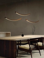 Suspension LED arcs de bois courbés, longueur 70 à 162 cm