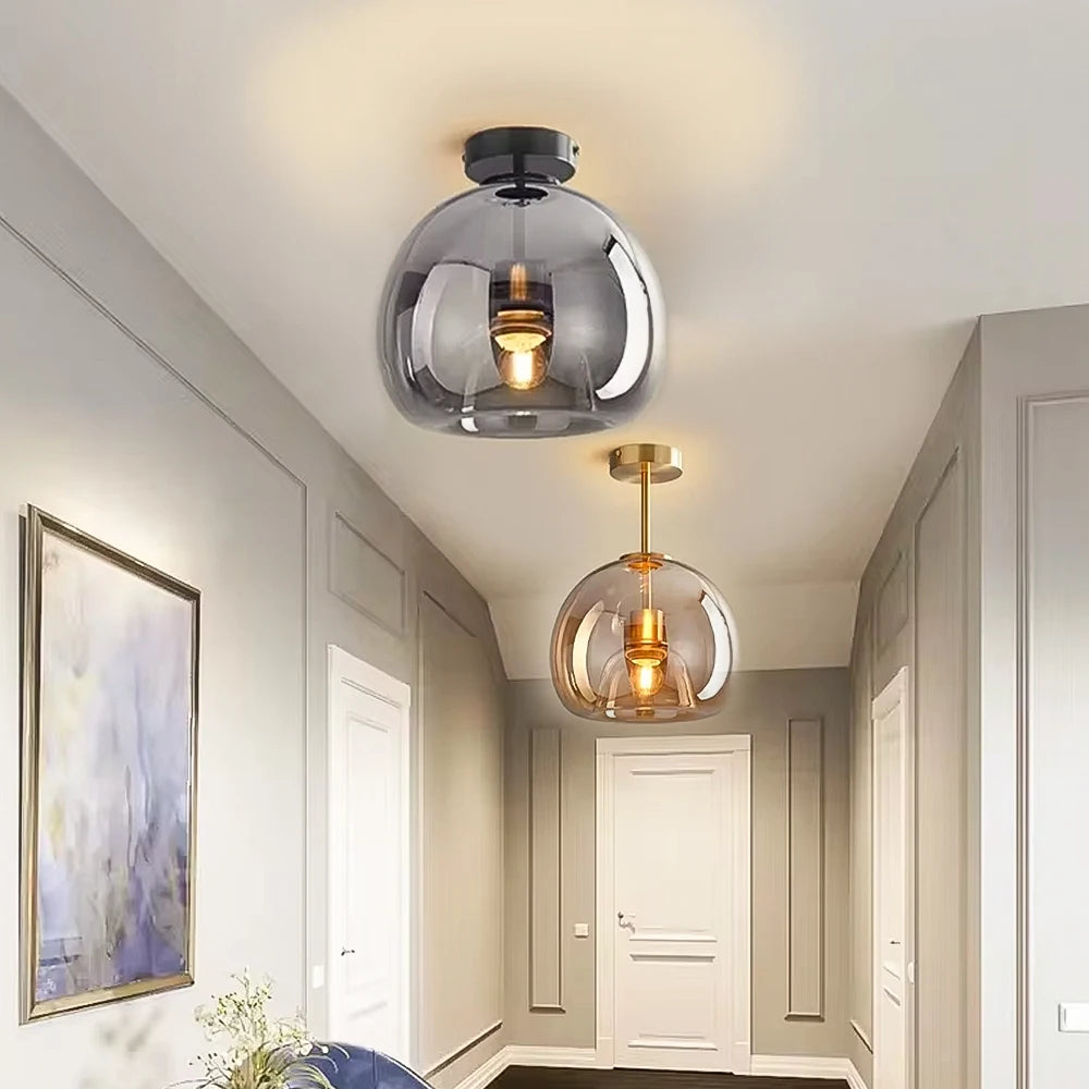 Globe en verre fumé ou cognac pour plafond