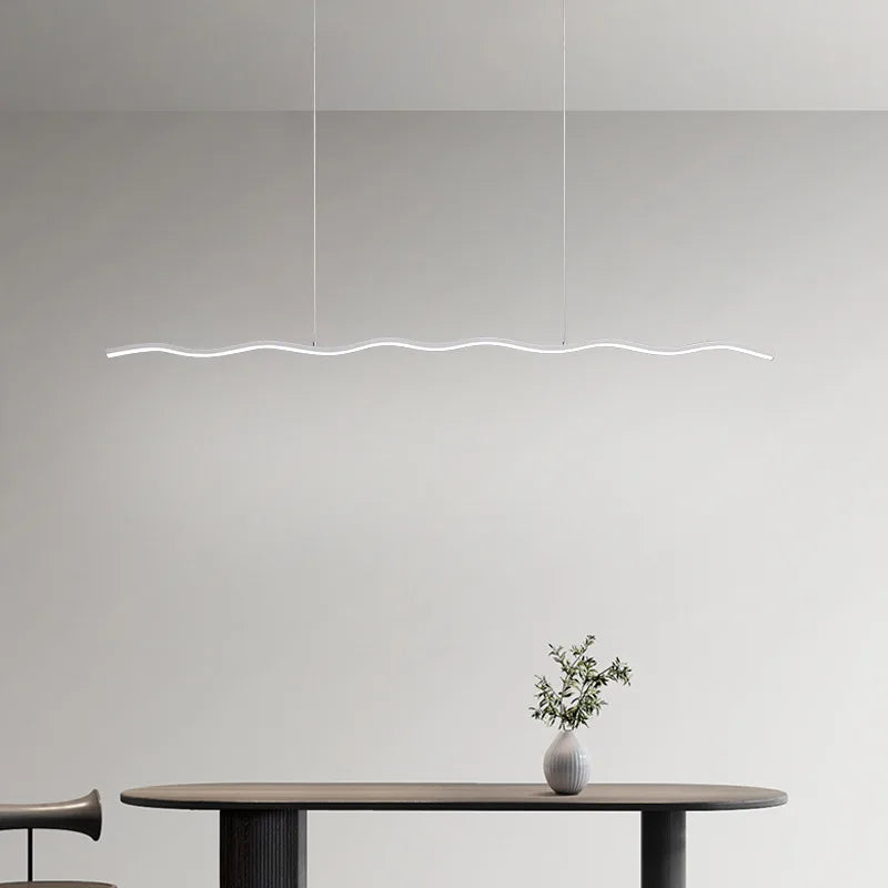 Suspension LED vague fine de 80 à 150 cm, noire ou blanche