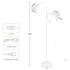 Lampadaire blanc à deux têtes flexibles pour la lecture, E27