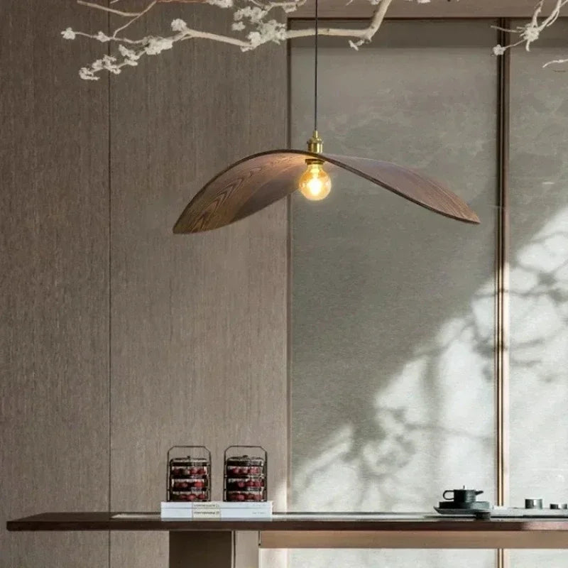 Suspension feuille en bois teinte noyer, simple, double ou triple