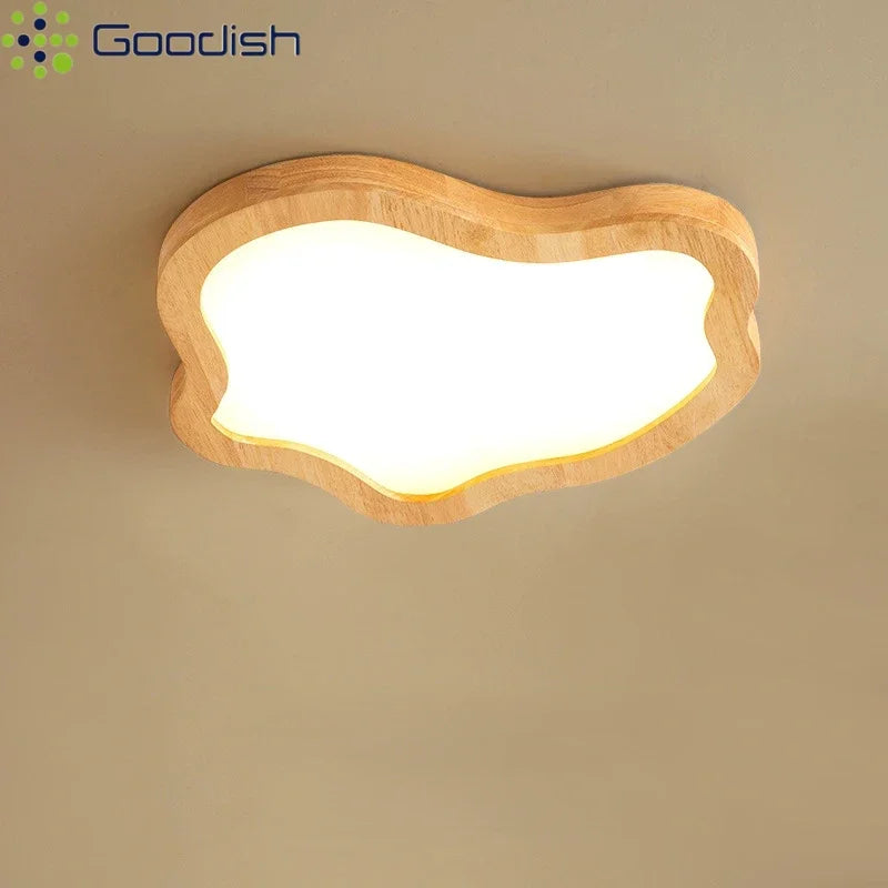 Plafonnier LED nuage en bois massif et acrylique, 4 tailles