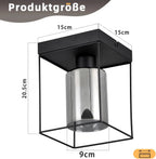 Plafonnier cage noire et cylindre en verre fumé, E27, 1 ou 4 lumières